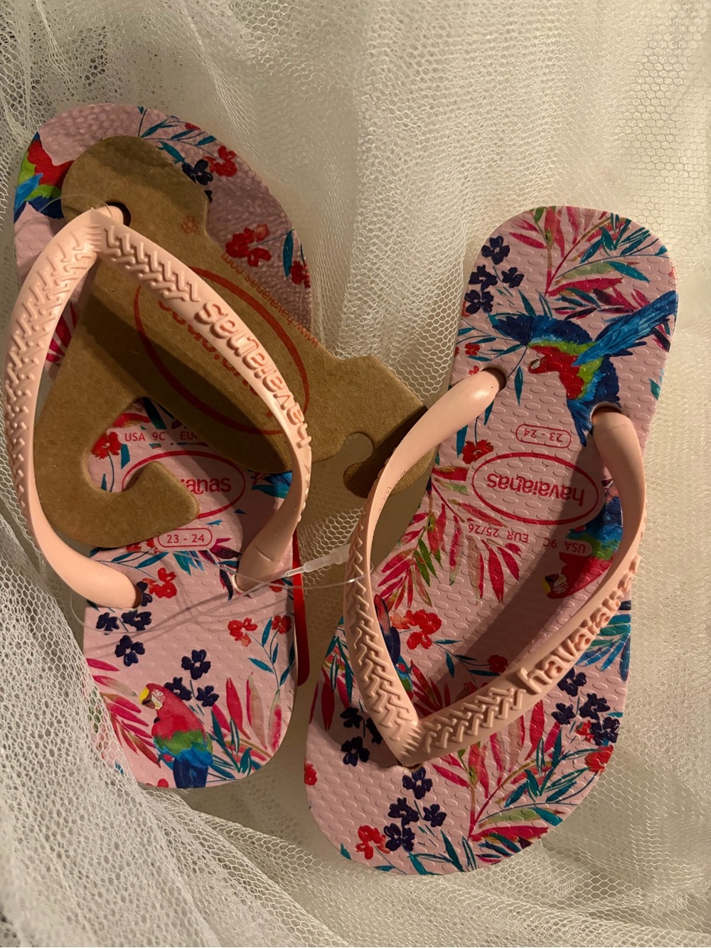 Havaianas toddler Pink Parrot Print Flip Flops